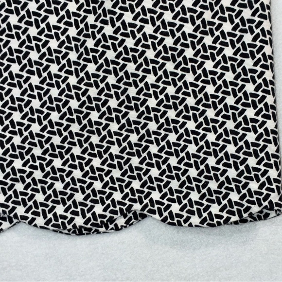 Talbots Skirt Womens 14 White Black Geometric Pencil Lined Career Scalloped Hem - Picture 3 of 7